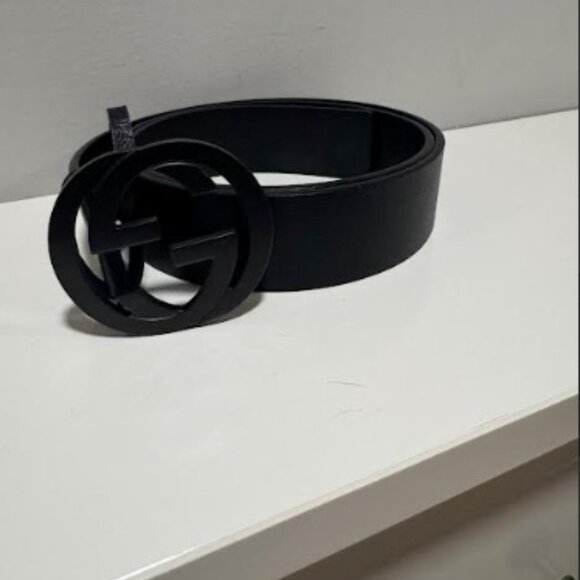 Matte Black Interlocking G Logo Gucci Belt - Picture 2 of 5